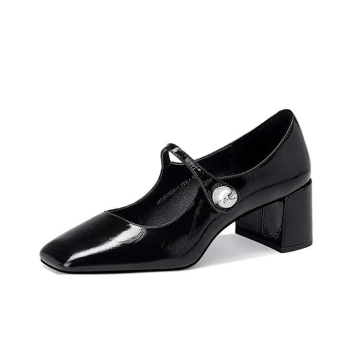 JESSICA SOPHIA Обувь Без Подкладки Грубый Каблук Туфли Мэри Джейн 5 см Женские Черные