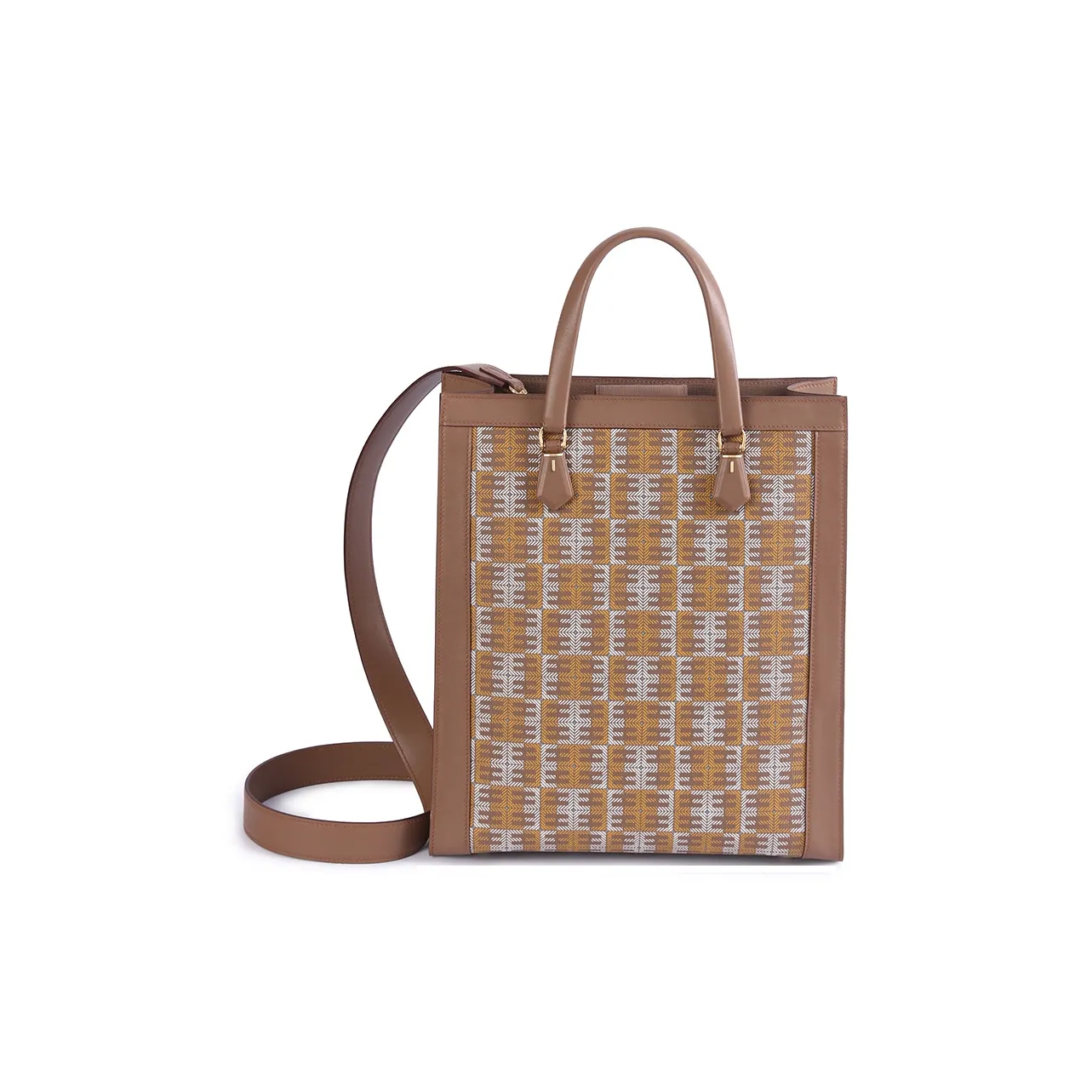 EHM Soft And Tender Series Genuine Leather Tote Large Size Women's Vintage Plaid