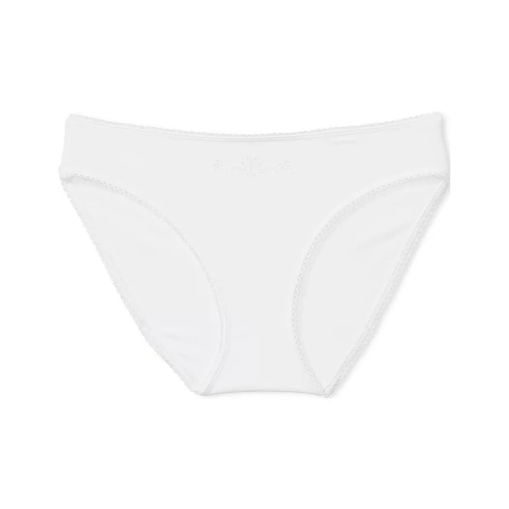 Victoria's Secret Эластичный хлопок Бикини Трусы VS Белые Трусики-бикини Женские 1 упаковка Белый