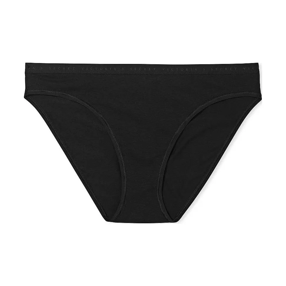 Victoria's Secret Эластичный хлопок Бикини Panty Черное нижнее белье Женское 1 упаковка Черное