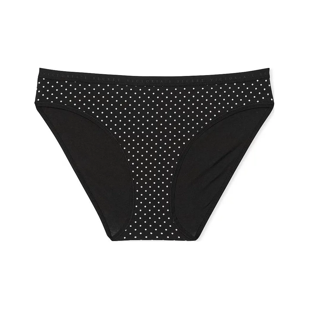 Victoria's Secret Эластичный хлопок Бикини Шорты Черные Dots Нижнее белье Женское 1 упаковка Черный