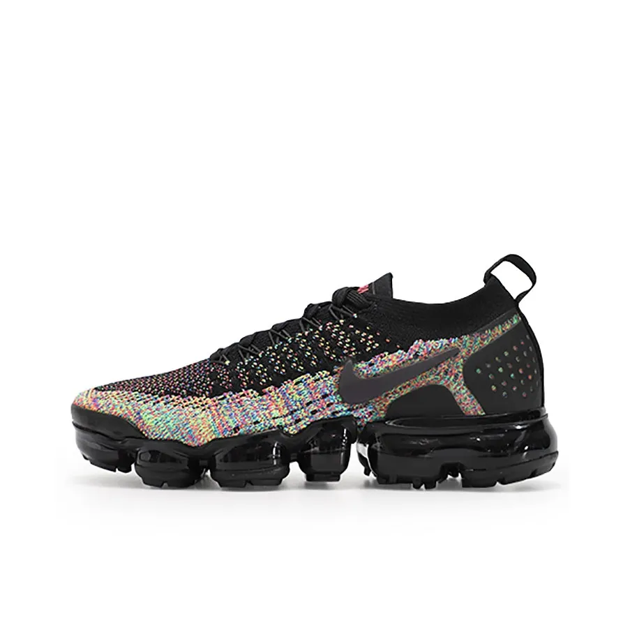 Nike VaporMax Flyknit 2 Low Топ Повседневные Беговые Кроссовки Женские Черная Радуга