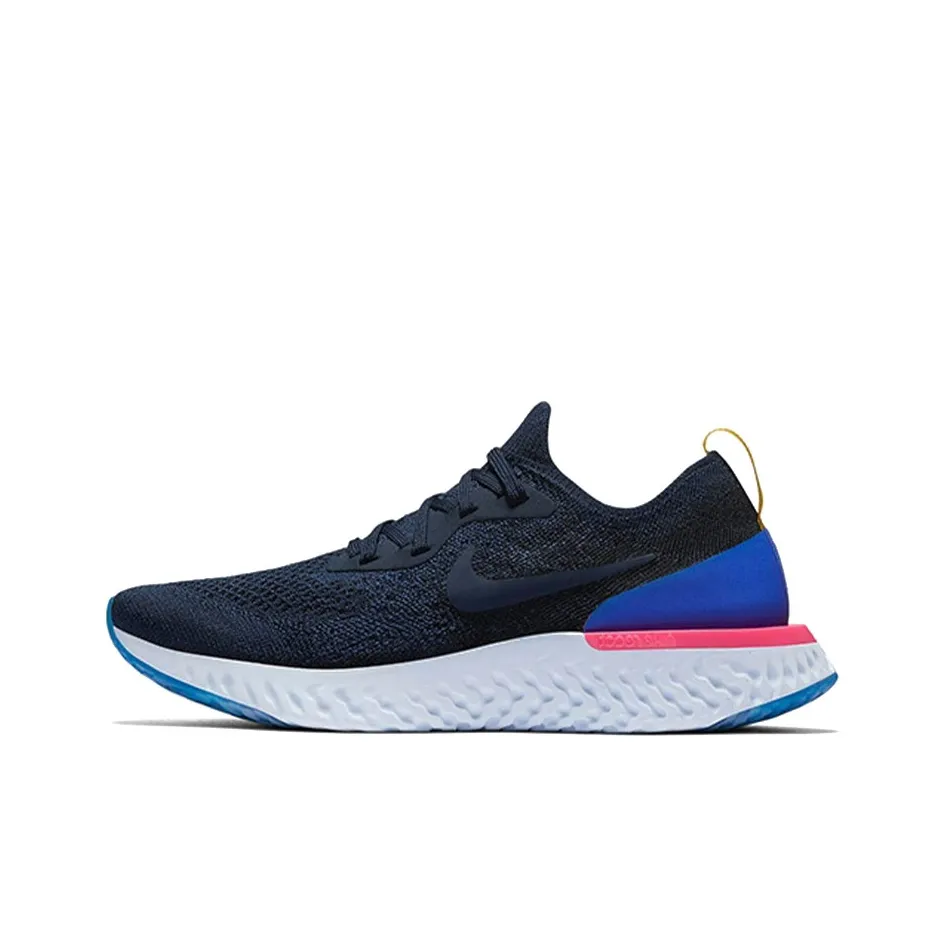 Nike Epic React Flyknit 1 Non Slip Легкий Низкий Топ Повседневные Беговые кроссовки Женские Морской синий