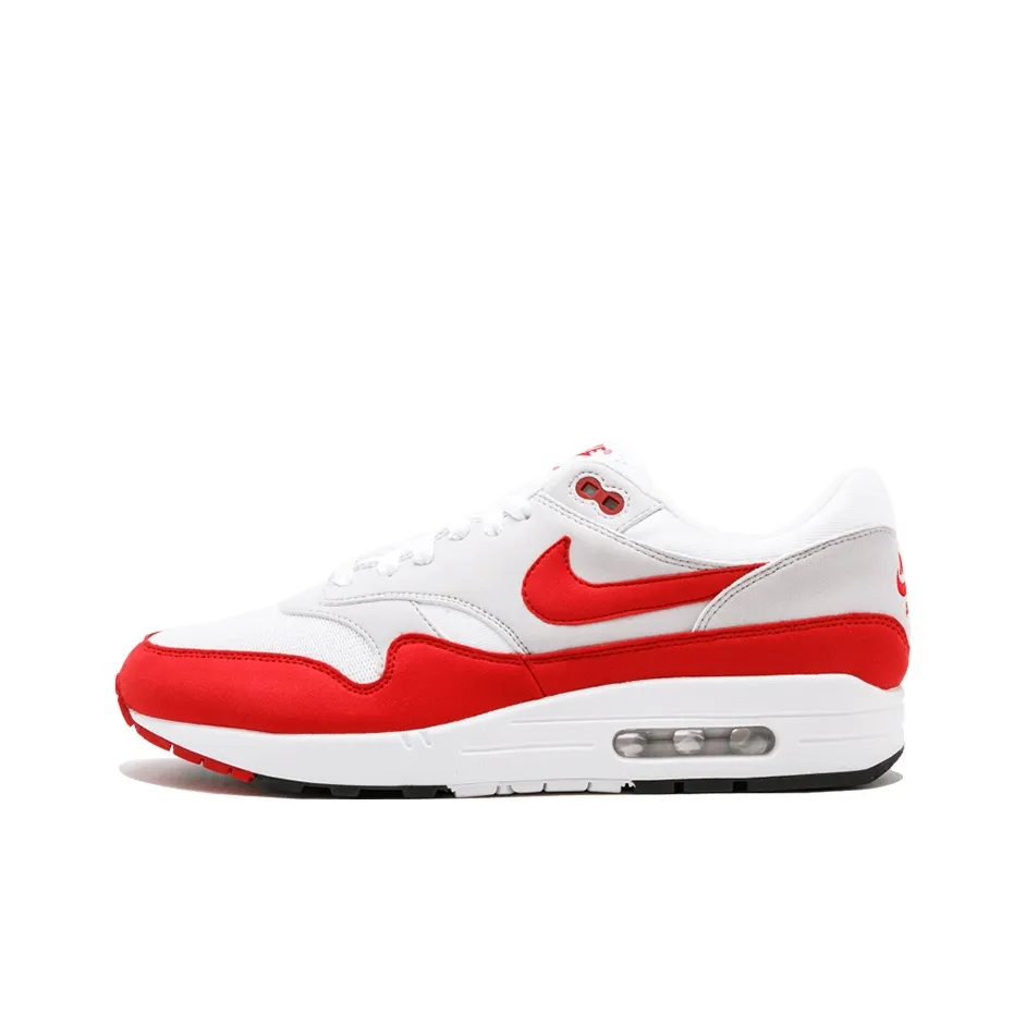 Nike Air Max 1 Low Топ Повседневные Беговые Кроссовки Унисекс Серый Белый Красный