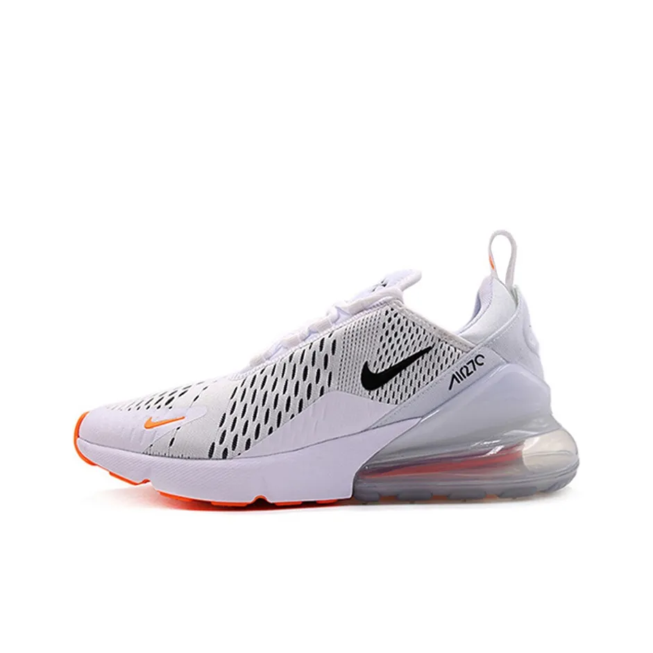 Nike Air Max 270 Амортизация Баланс Низкий Топ Беговые кроссовки Мужские Белый Оранжевый