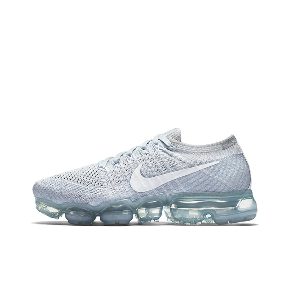 Nike VaporMax Flyknit Low Топ Air Cushion Повседневные Беговые кроссовки Женские Серый Белый