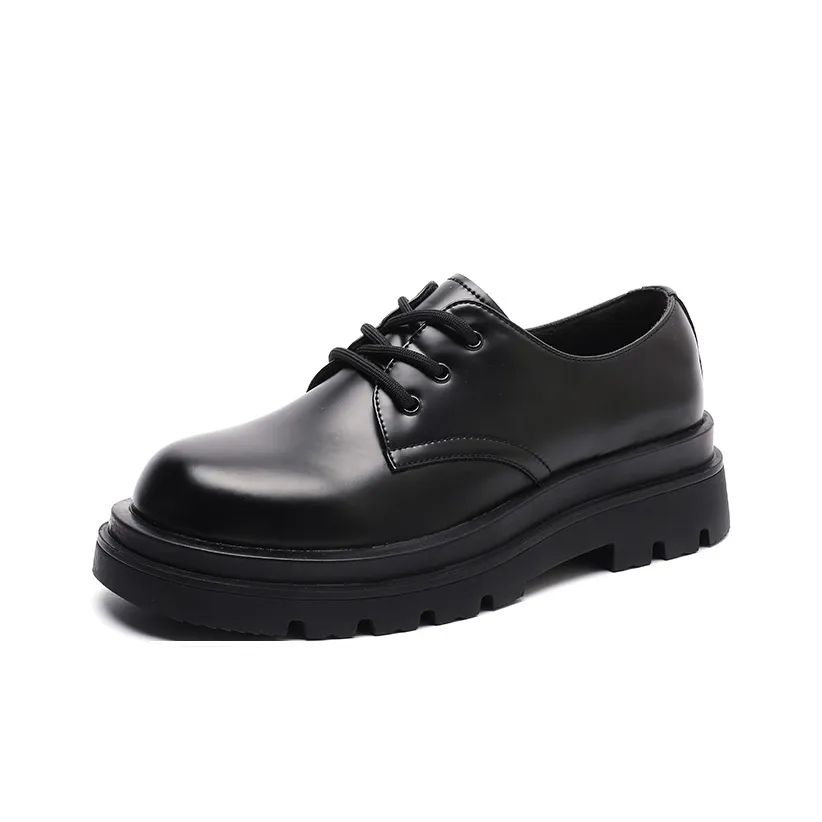 JASONSTAR Derby Shoes Height Increasing Casual Shoes Men's Black Matte Leather Shoes