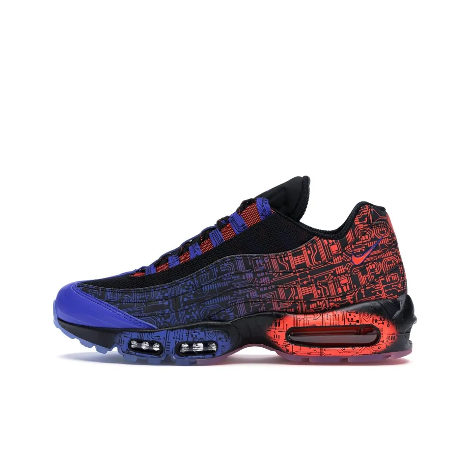 Nike Air Max 95 Anti Slip Wear Resistant Low Top Running Shoes Unisex Black Blue Red 2019 Edition