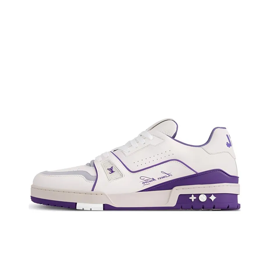 LOUIS VUITTON Trainer Low Top Skateboard Shoes Men's White Purple