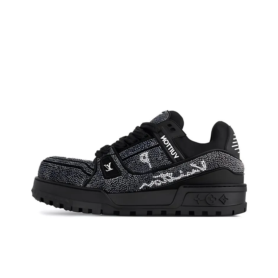 LOUIS VUITTON Trainer Low Top Skateboard Shoes Men's Black