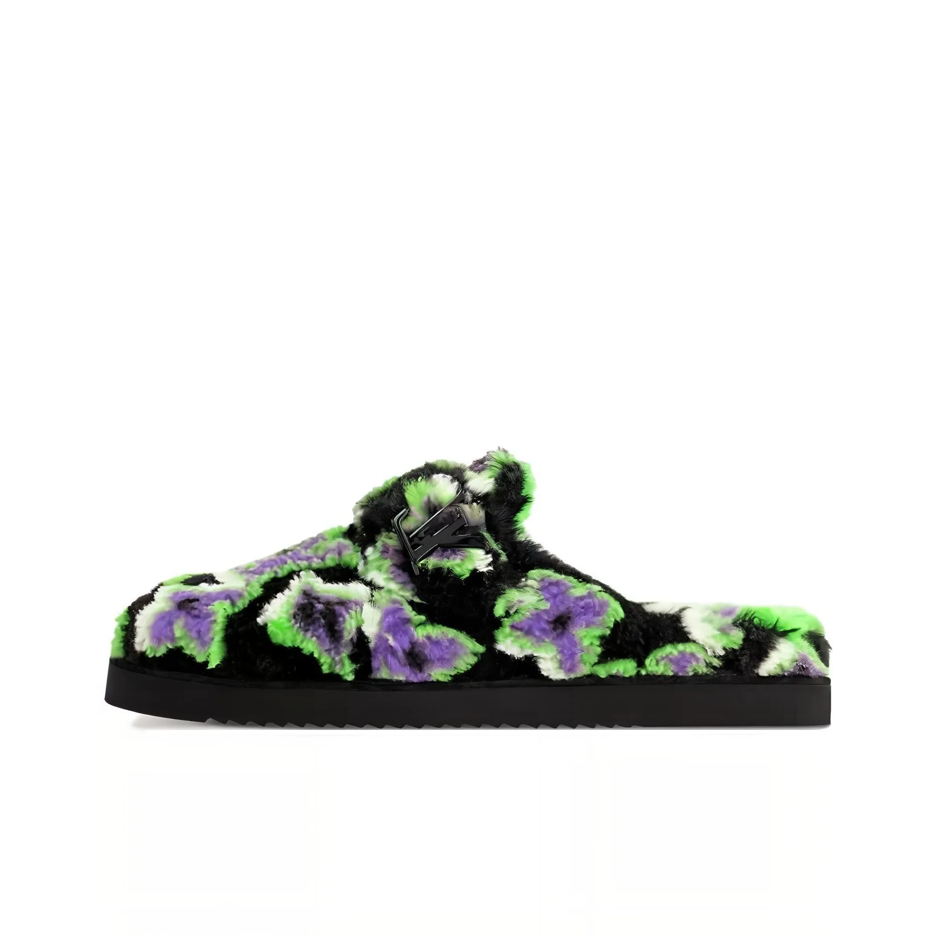 LOUIS VUITTON Easy Rubber Sole Closed Toe Slippers Men's Black Green