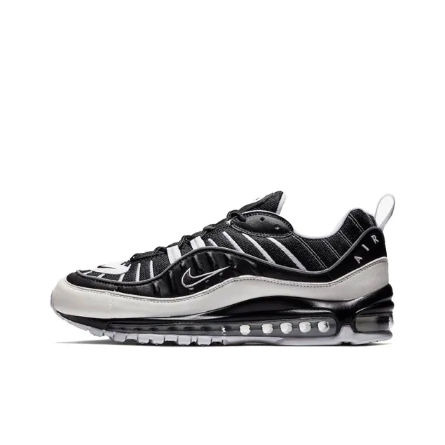 Nike Air Max 98 Low Топ Air Cushion Повседневные Беговые Кроссовки Унисекс Черный Белый
