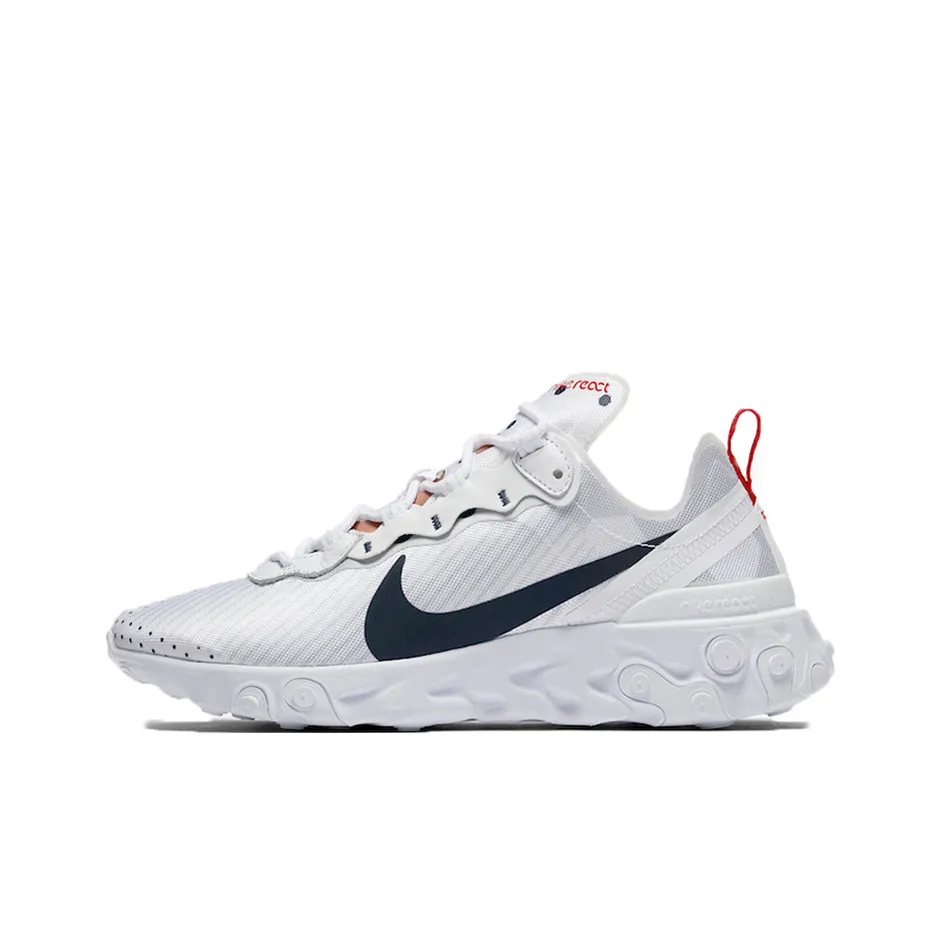 Nike React Element 55 Амортизаторы Shock Absorbers Противоскользящие Дышащие Низкие Кроссовки для Беговых Занятий Повседневные Женские Белые Красные