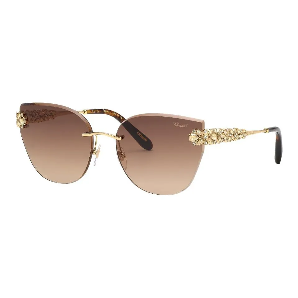 CHOPARD Crystal Irregular Shape Sunglasses Women's Gold