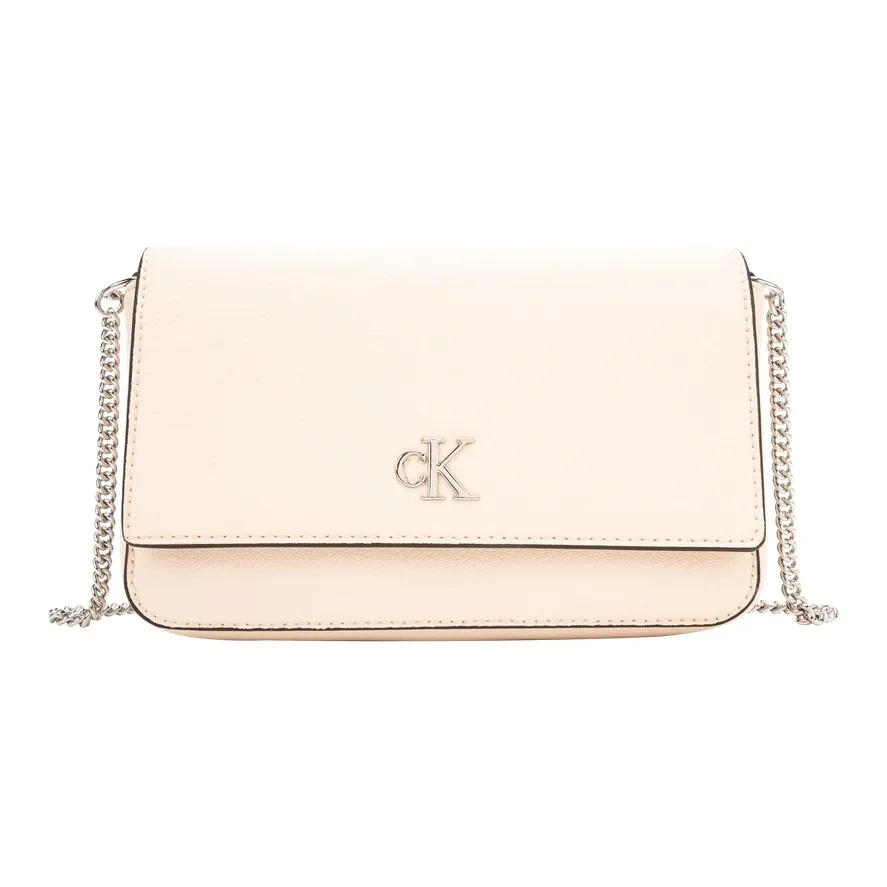 CALVIN KLEIN Blended Material Crossbody Bags Medium Size Women's Egg Shell Yellow