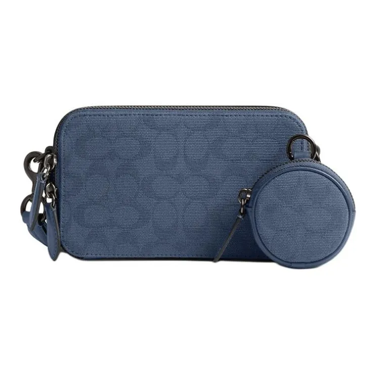 COACH Charter Утонченный Телячья кожа Сумка через плечо Сумка на плечо Маленький Мужской Синий