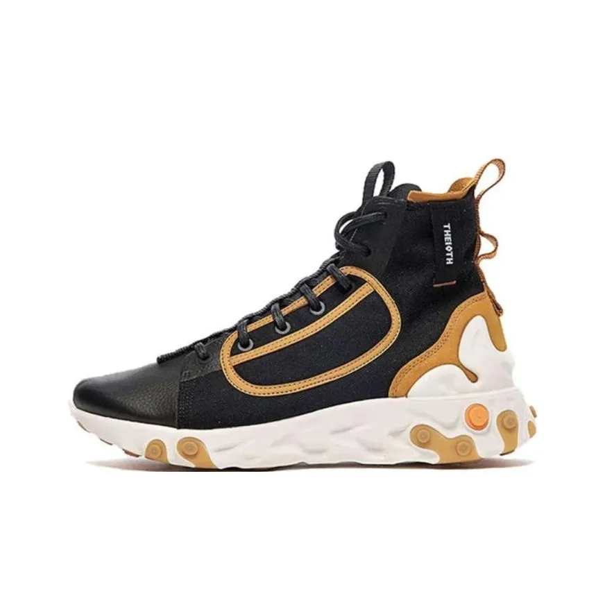 Nike React Ianga Амортизация Противоскользящий Дышащий Легкий Высокий Топ Беговые кроссовки Унисекс Черный Желтый Оранжевый