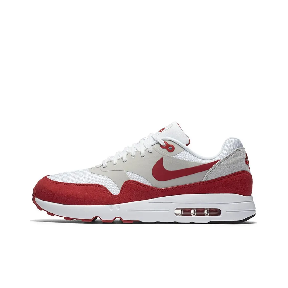 Nike Air Max 1 Low Топ Марафон Беговые кроссовки Мужской Белый Красный