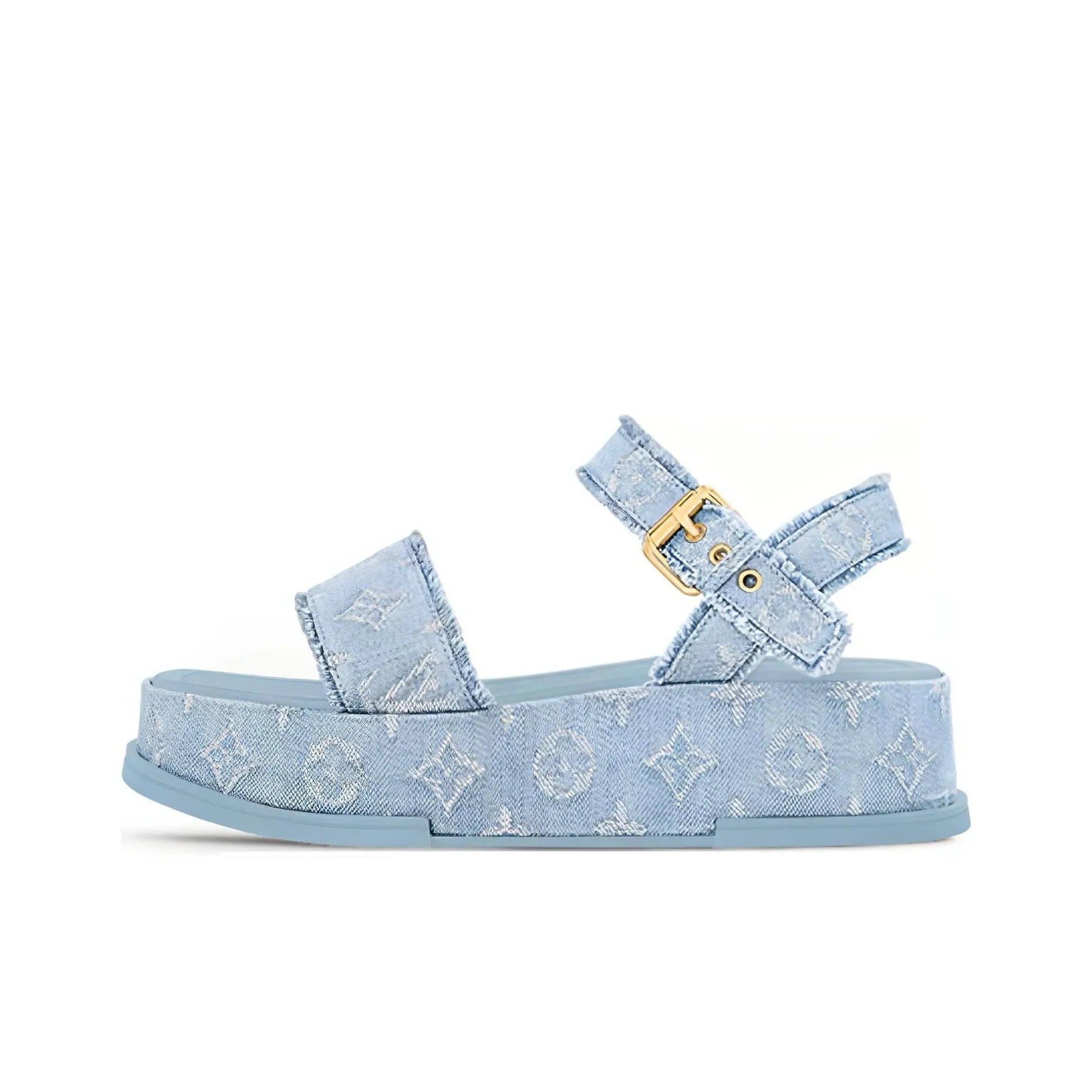 LOUIS VUITTON MAYA FLATFORM Strap Sandals 5cm Women's Light Blue