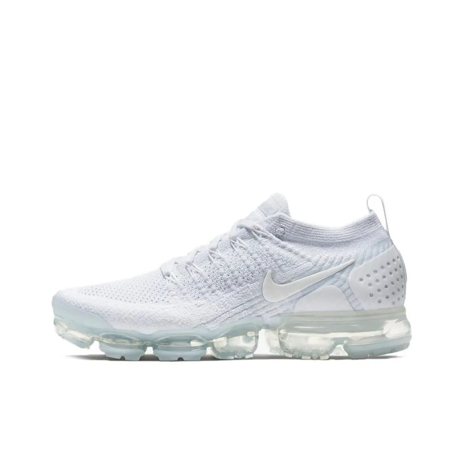 Nike VaporMax Flyknit 2 Low Топ Air Cushion Повседневные Беговые кроссовки Мужские Чисто белые