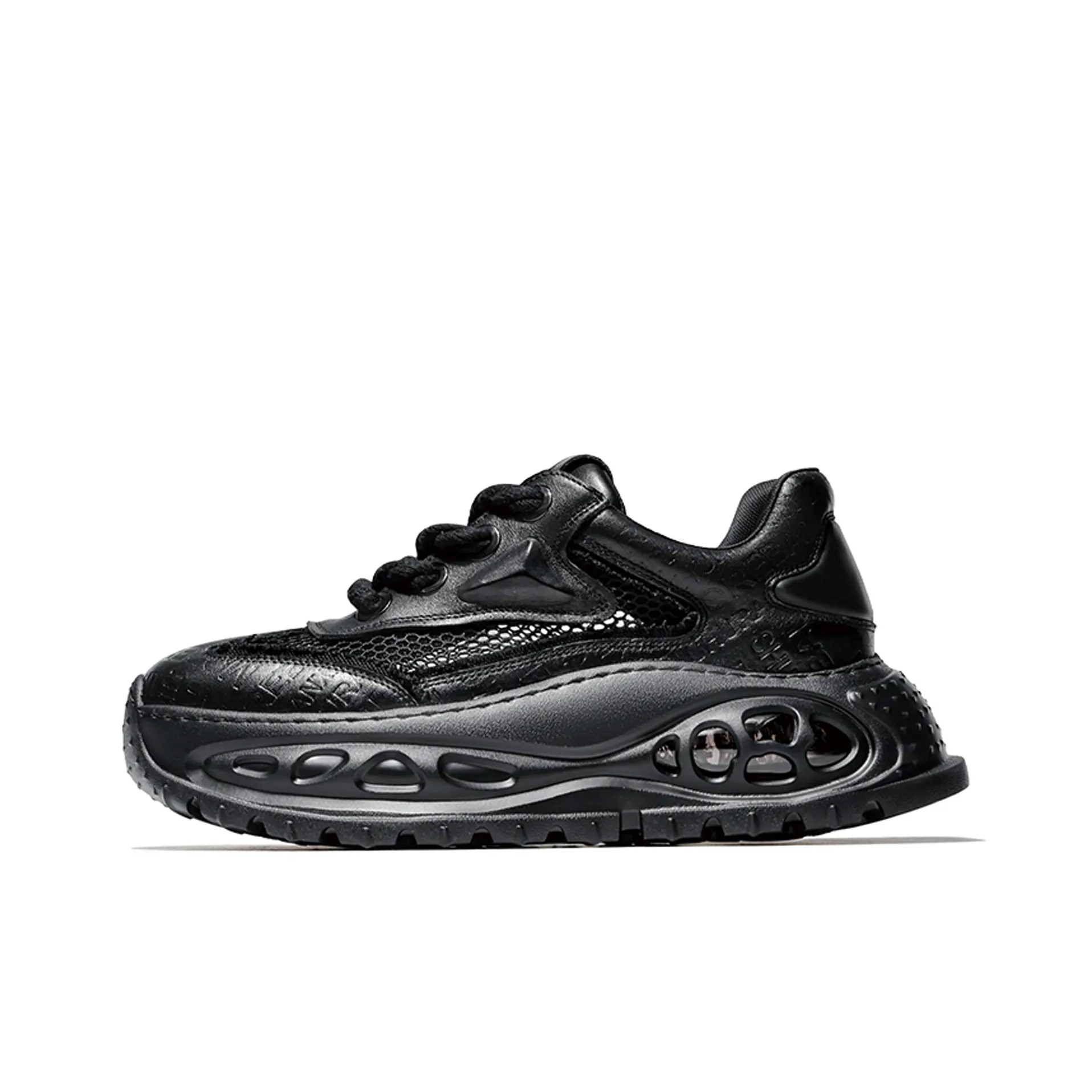 BUFFALO BOUND Anti Slip Wear Resistant Breathable Height Increasing Low Top Chunky Sneakers Men's Black