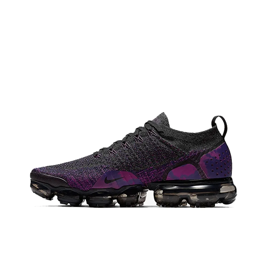 Nike VaporMax Flyknit 2 Амортизация Низкий Топ Беговые Кроссовки Мужские Черный Фиолетовый