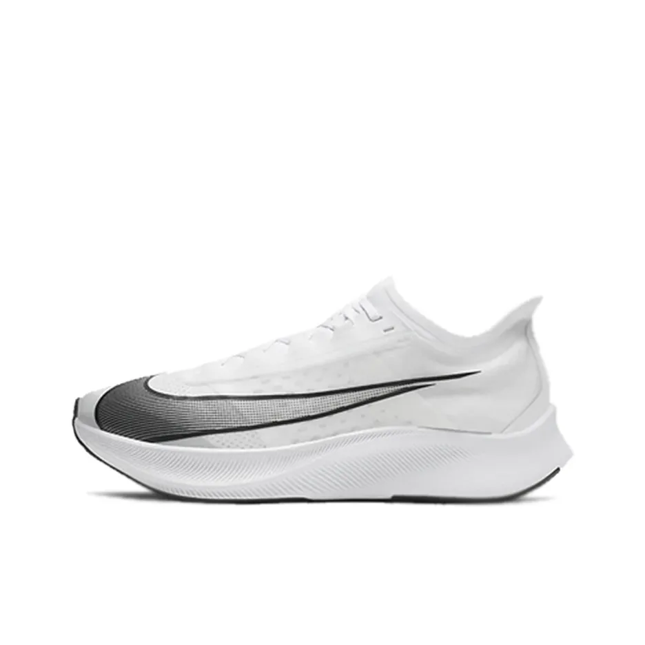 Nike Zoom Fly 3 Slip-Resistant Lightweight Rebound Low-Top Carbon Plate Marathon Running Shoes Men's Black White