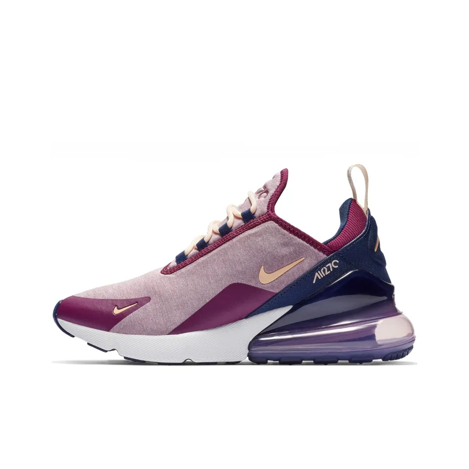 Nike Air Max 270 Амортизация Низкий Топ Марафон Беговые кроссовки Женские Фиолетовый