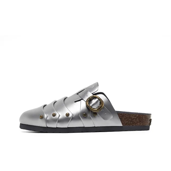 PCCVISION x BBIMP Abrasion Resistant Closed Toe Slippers, Birkenstock Shoes Unisex Silver