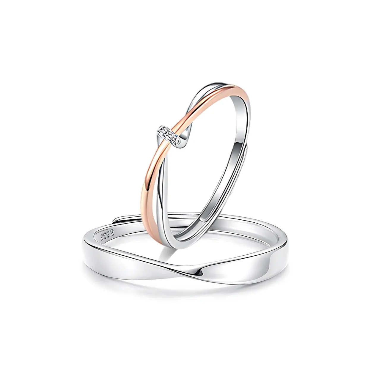 GUDS GAVE GUDS GAVE Пара Золотое Комбинированное Лента Мебиуса Переплетенная Любовь Бесконечная Любовь Регулируемые Кольца Женские