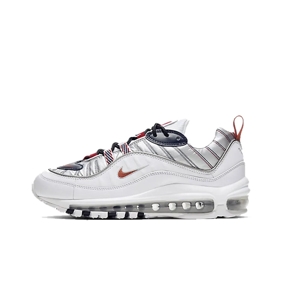Nike Air Max 98 Low Топ Air Cushion Тренировочные Беговые Кроссовки Женские Серый Белый