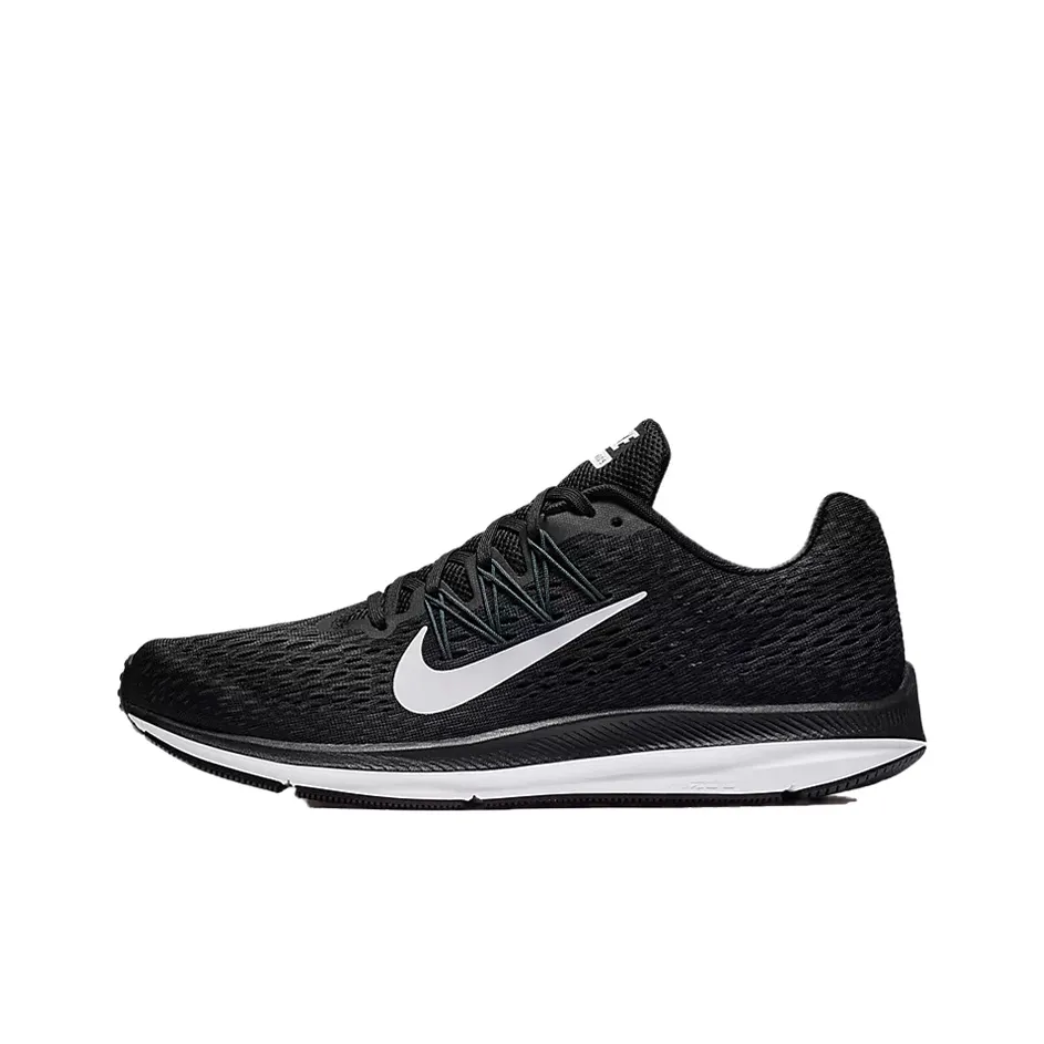 nike Zoom Winflo 5 Противоскользящий Устойчивый к истиранию Легкий Низкий Топ Воздушная Подушка Беговые кроссовки Унисекс Черный