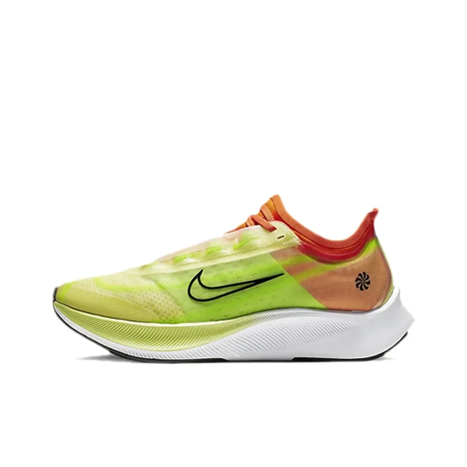 Nike Zoom Fly 3 Амортизаторы Slip-resistant Низкий Топ Карбоновая плита Тренировочные Беговые кроссовки Женские Красный Зеленый