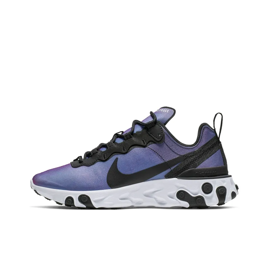 Nike React Element 55 Амортизация Легкий Низкий Топ Беговые кроссовки Женские Лазерный Фиолетовый