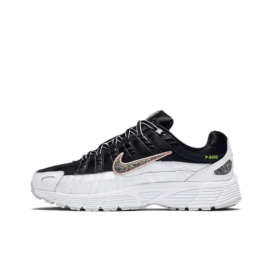 Nike P 6000 амортизаторы противоскользящие низкие беговые кроссовки женские черный белый