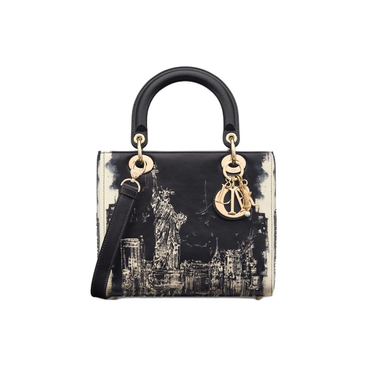 DIOR Lady Dior Calfskin Lady Dior Bag, Shoulder Bag, Crossbody Bag, Handbag Medium Size Women's Black