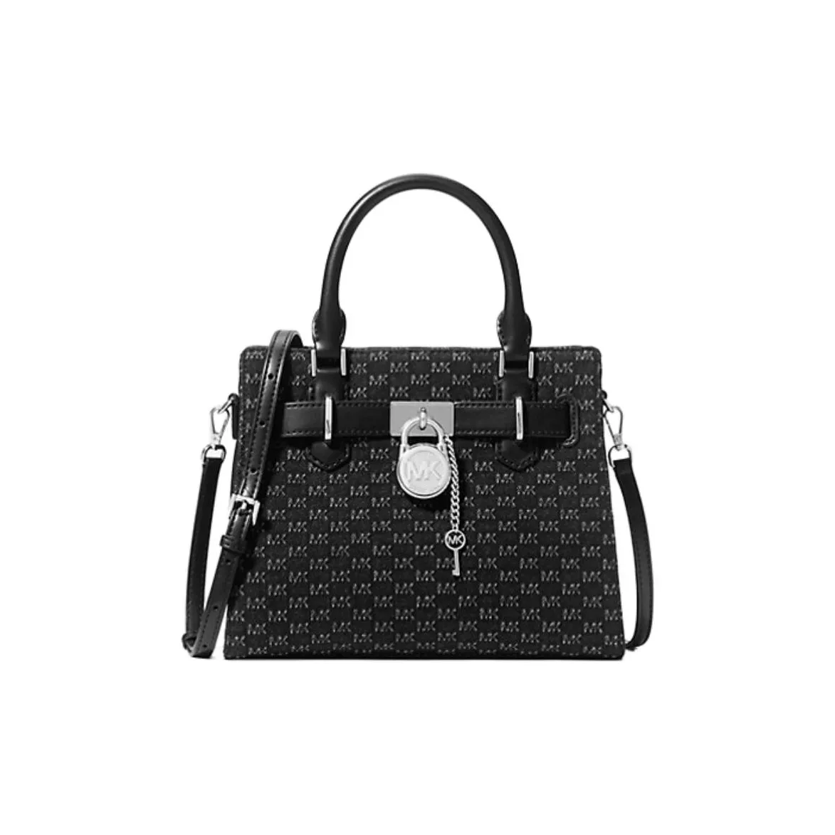 MICHAEL KORS Hamilton Series Denim Shoulder Bag Crossbody Bag Handbag Small Size Women's Black
