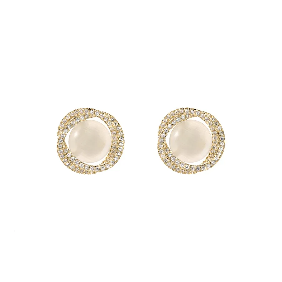 NATURALLYJOJO Стекло Кошачий глаз Серьги-гвоздики из нефрита Женские