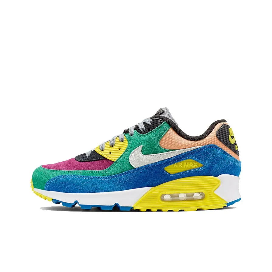 Nike Air Max 90 Low Топ Air Cushion Повседневные Беговые кроссовки Унисекс Розовый Зеленый Синий