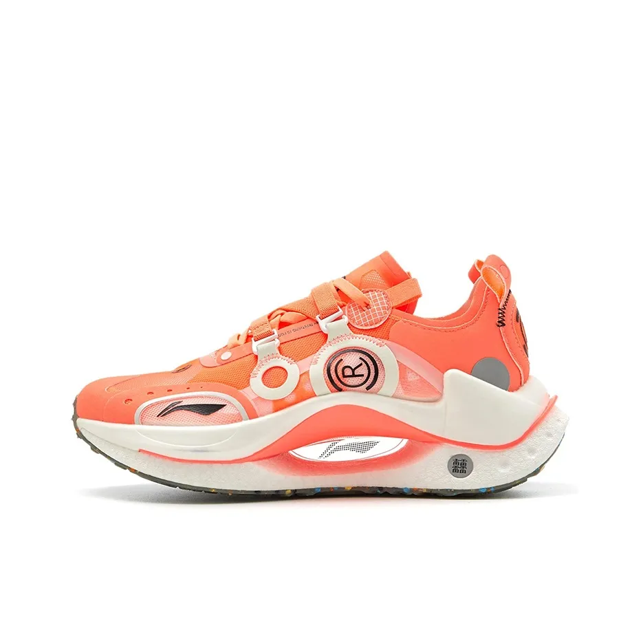 LiNing Shock Absorbing, Non Slip, Wear Resistant, Breathable And Lightweight Low Top Casual Shoes Women's Orange