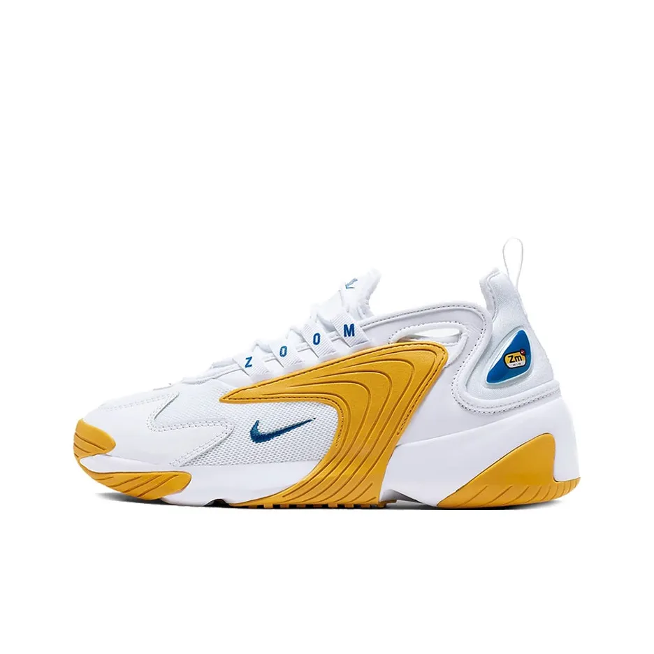 Nike Zoom 2K Shock Absorbers Slip Resistant Low top Running Shoes Women's White Yellow