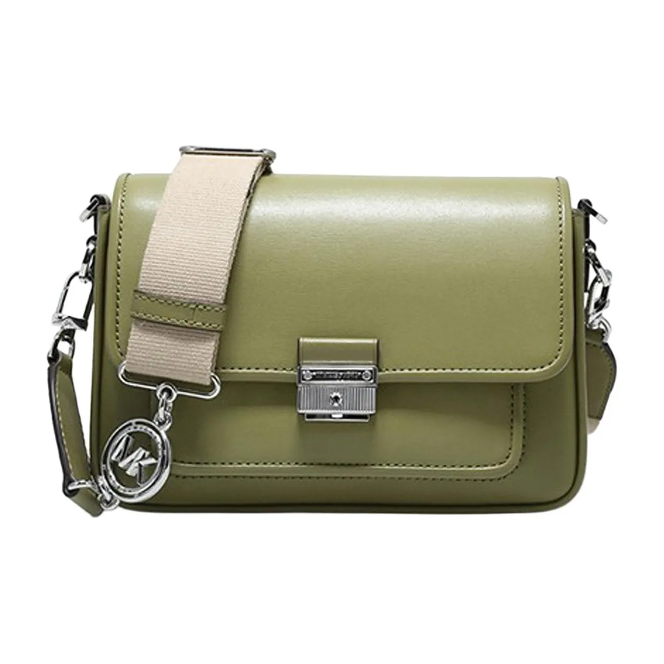 MICHAEL KORS Bradshaw Leather Envelope Bag, Crossbody Bag, Shoulder Bag Women's Olive Green
