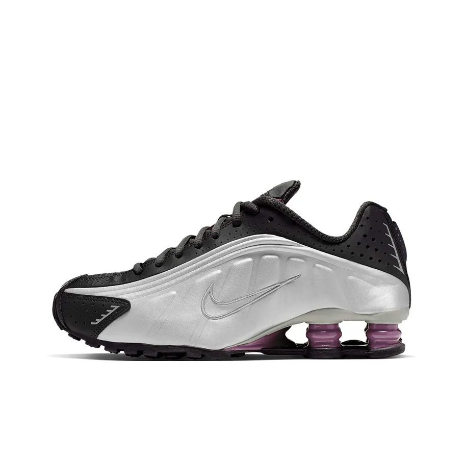 Nike Shox R4 Running Shoes Women's Low Top Metallic Silver/Purple/Black