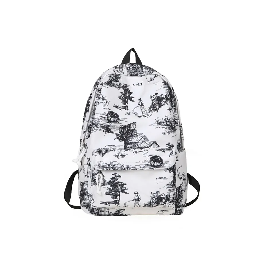 Dusen Kangaroo Nylon Backpack Regular Unisex White/Black/Blue