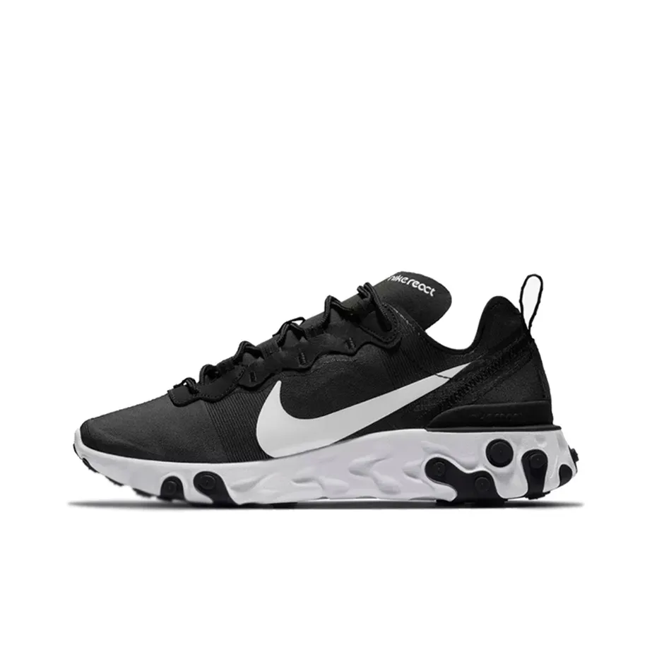 Nike React Element 55 Устойчивый к истиранию Низкий Топ Тренировочные Беговые Кроссовки Женские Черный Белый
