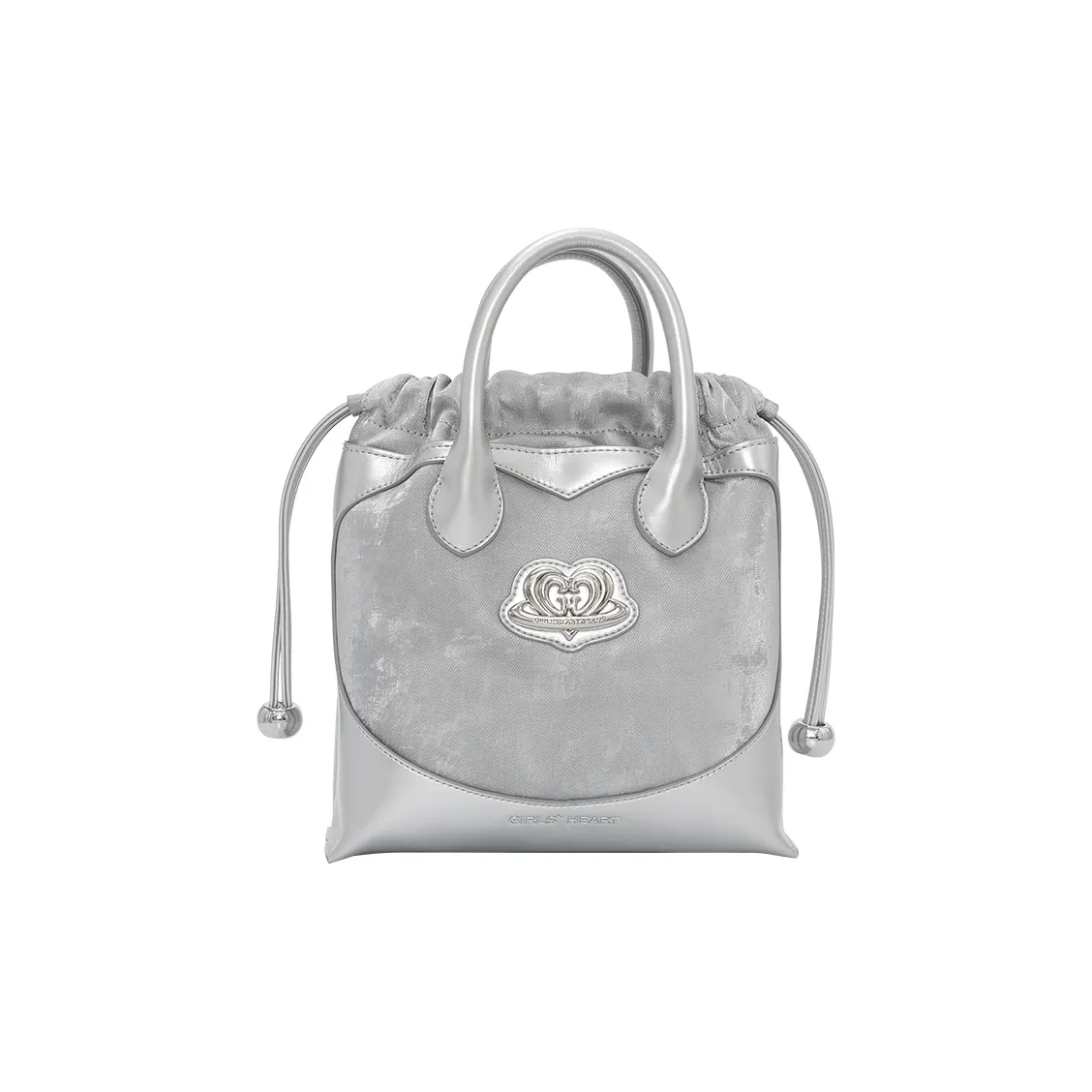 Girls Heart Artificial Leather Handbag, Crossbody Bag Women's Silver/Pink