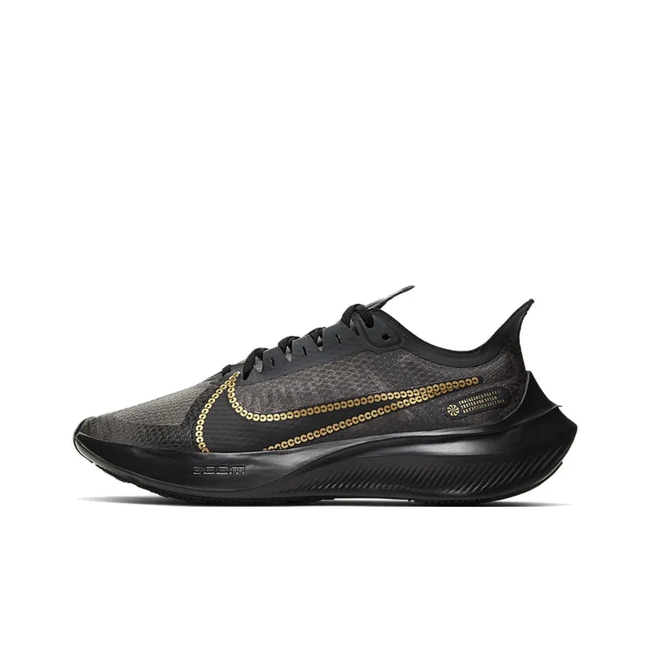 Nike Zoom Gravity 1 Non Slip Легкий Низкий Топ Повседневные Беговые Кроссовки Женские Черный Золото