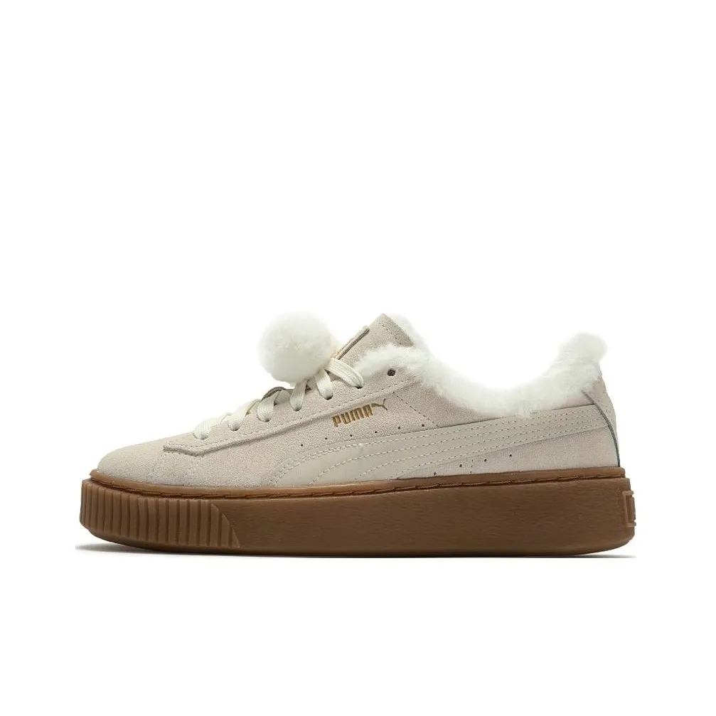 PUMA Suede Platform Low Топ Скейтборд Кроссовки Женские Бежевые