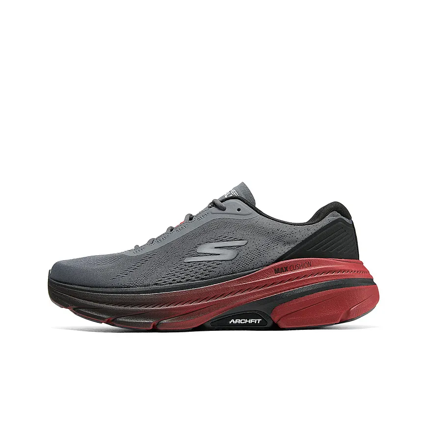 Skechers Max Cushioning Low Топ Повседневные Беговые кроссовки Мужские Серый Красный