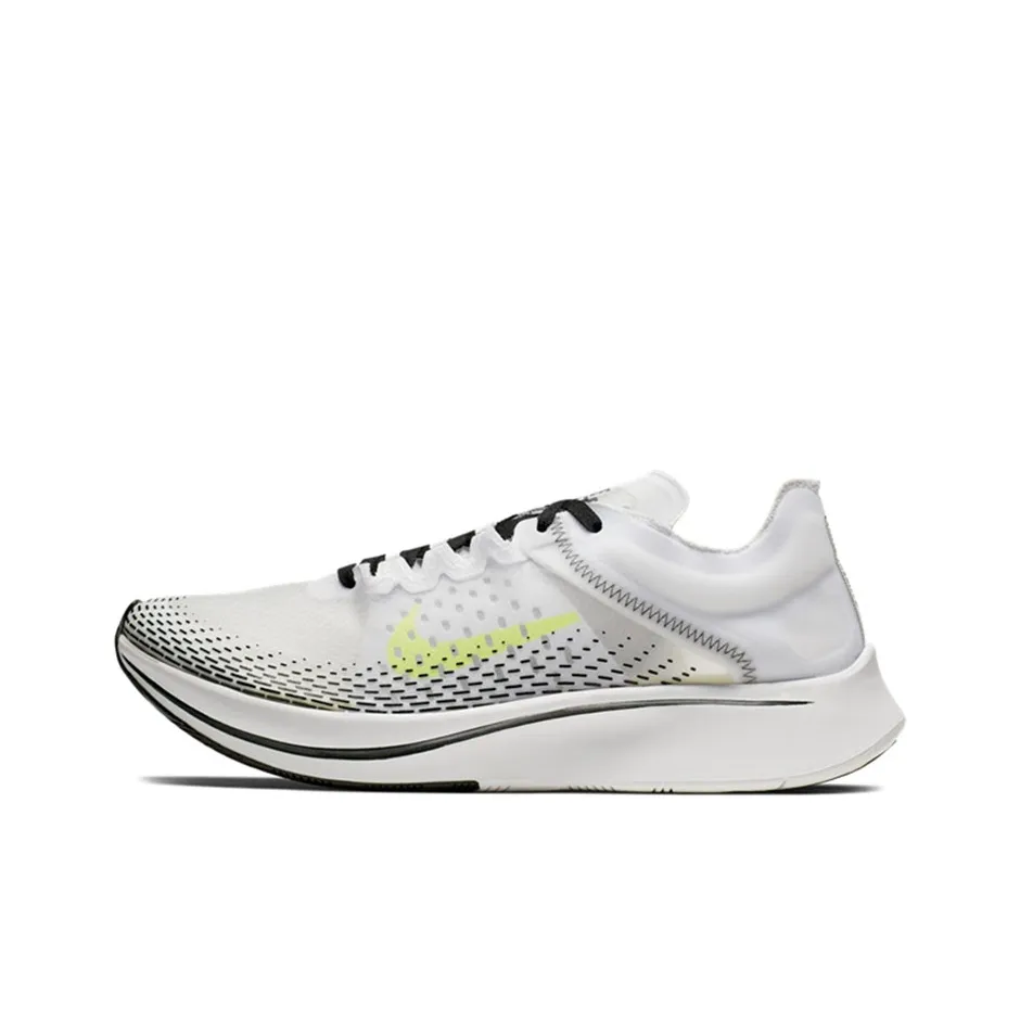 Nike Zoom Fly SP Амортизация Поддержка Низкий Топ Воздушная Подушка Марафон Беговые кроссовки Унисекс Белый Желтый